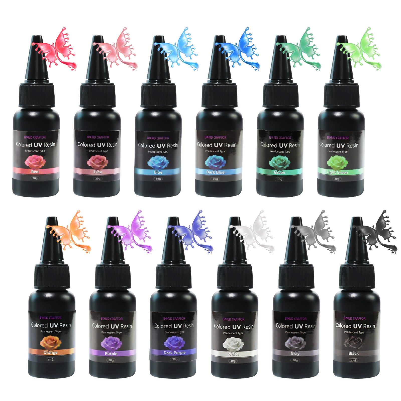 Pearlescent UV Resin Kit - 30g×12 Colors