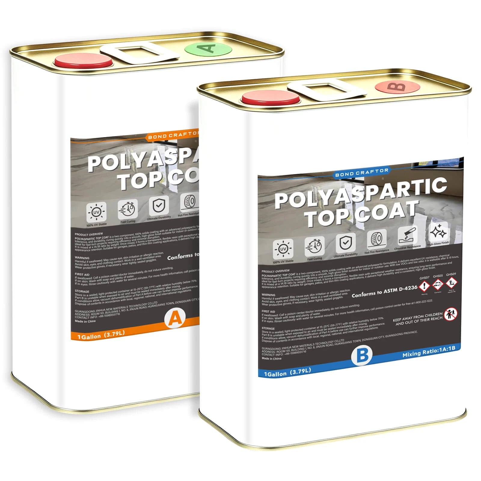 Clear Polyaspartic Floor Topcoat with UV Resistance – 2-Gallon Kit