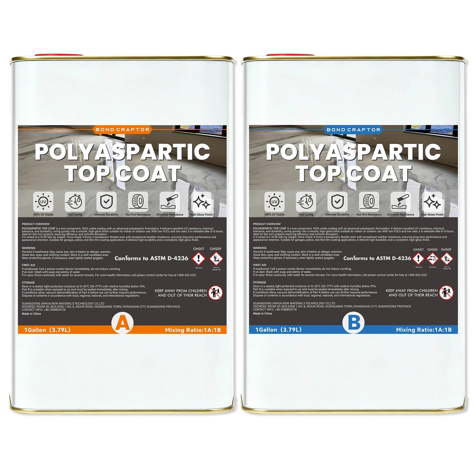 Clear Polyaspartic Floor Topcoat with UV Resistance – 2-Gallon Kit