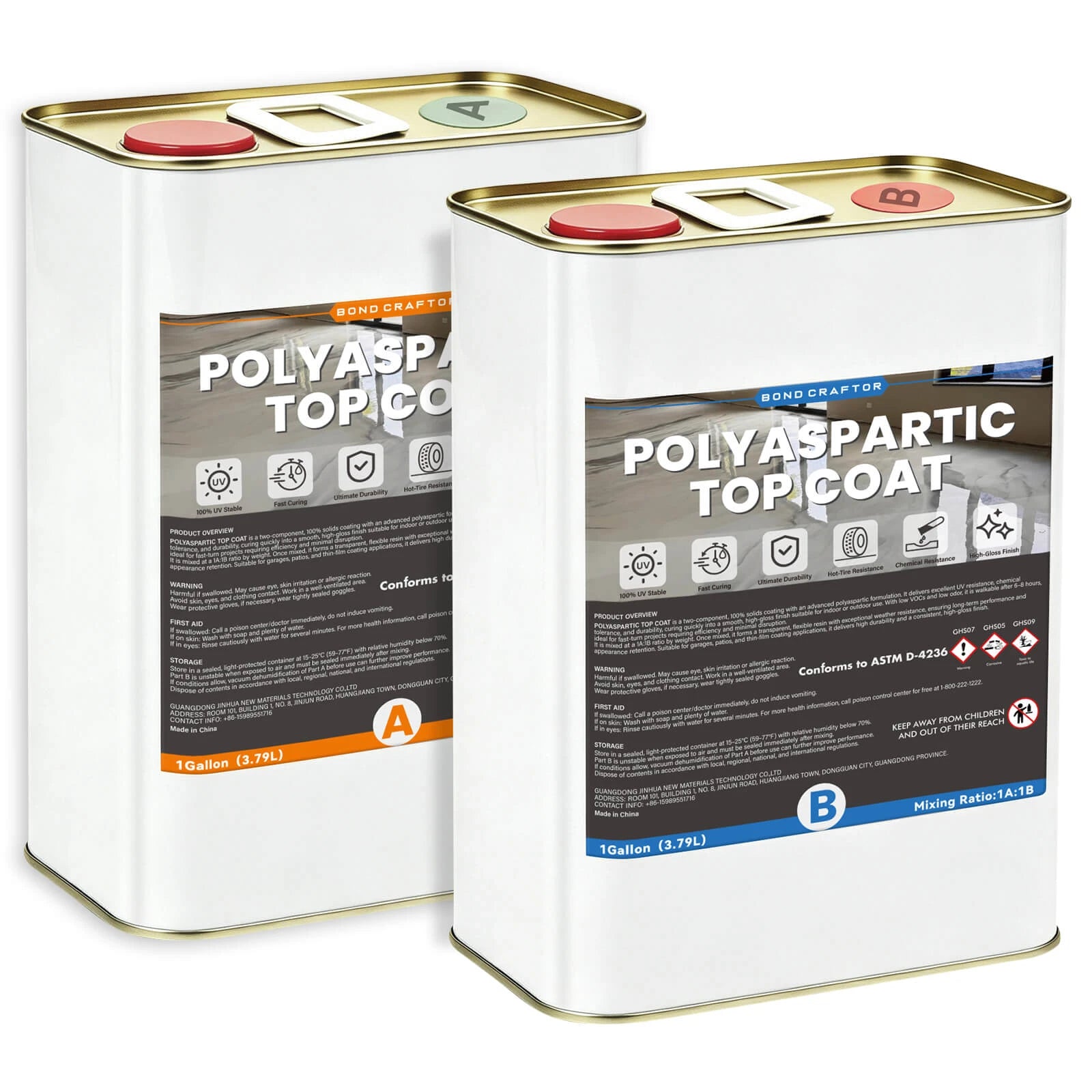 Clear Polyaspartic Floor Topcoat with UV Resistance – 2-Gallon Kit