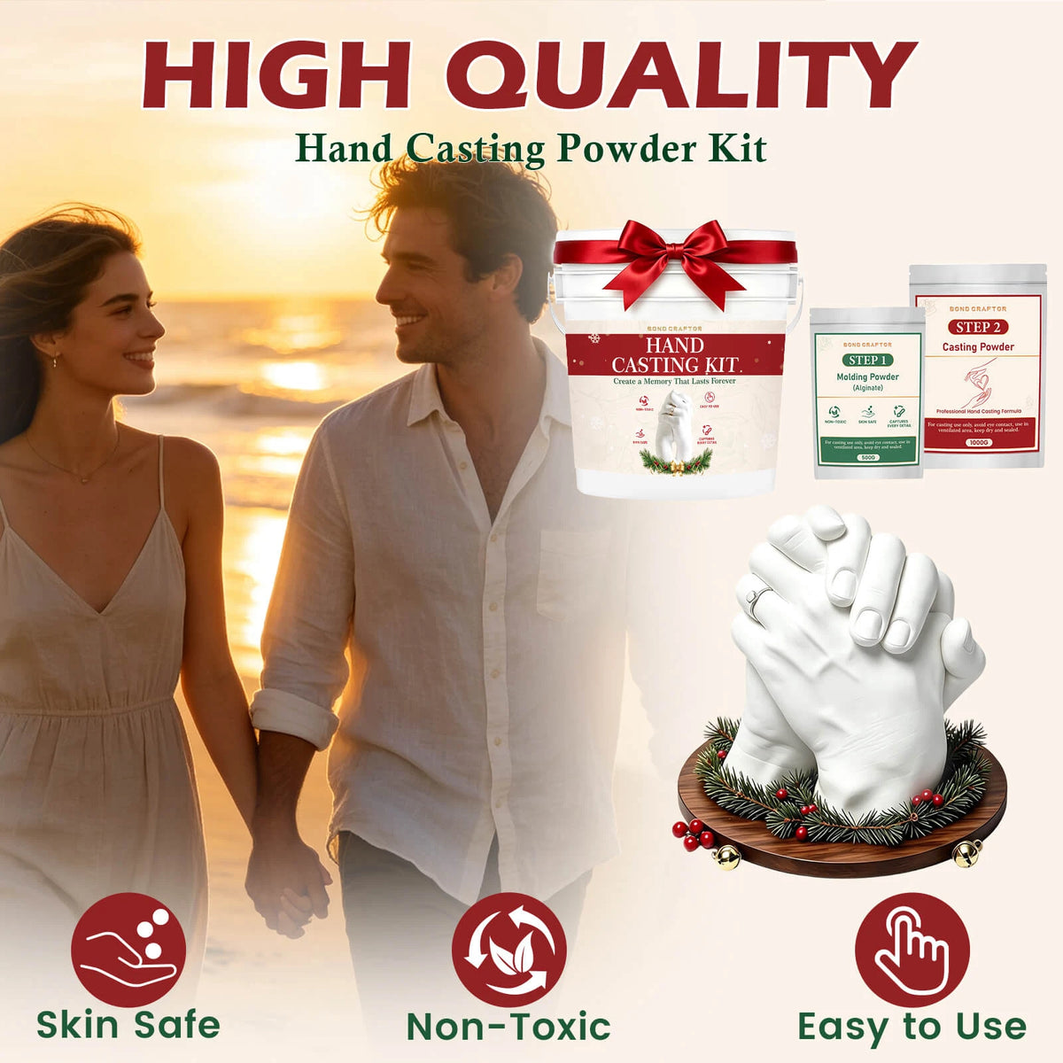 Hand Casting Kit DIY for Couples & Family | Create a 3D Hand Mold Keepsake