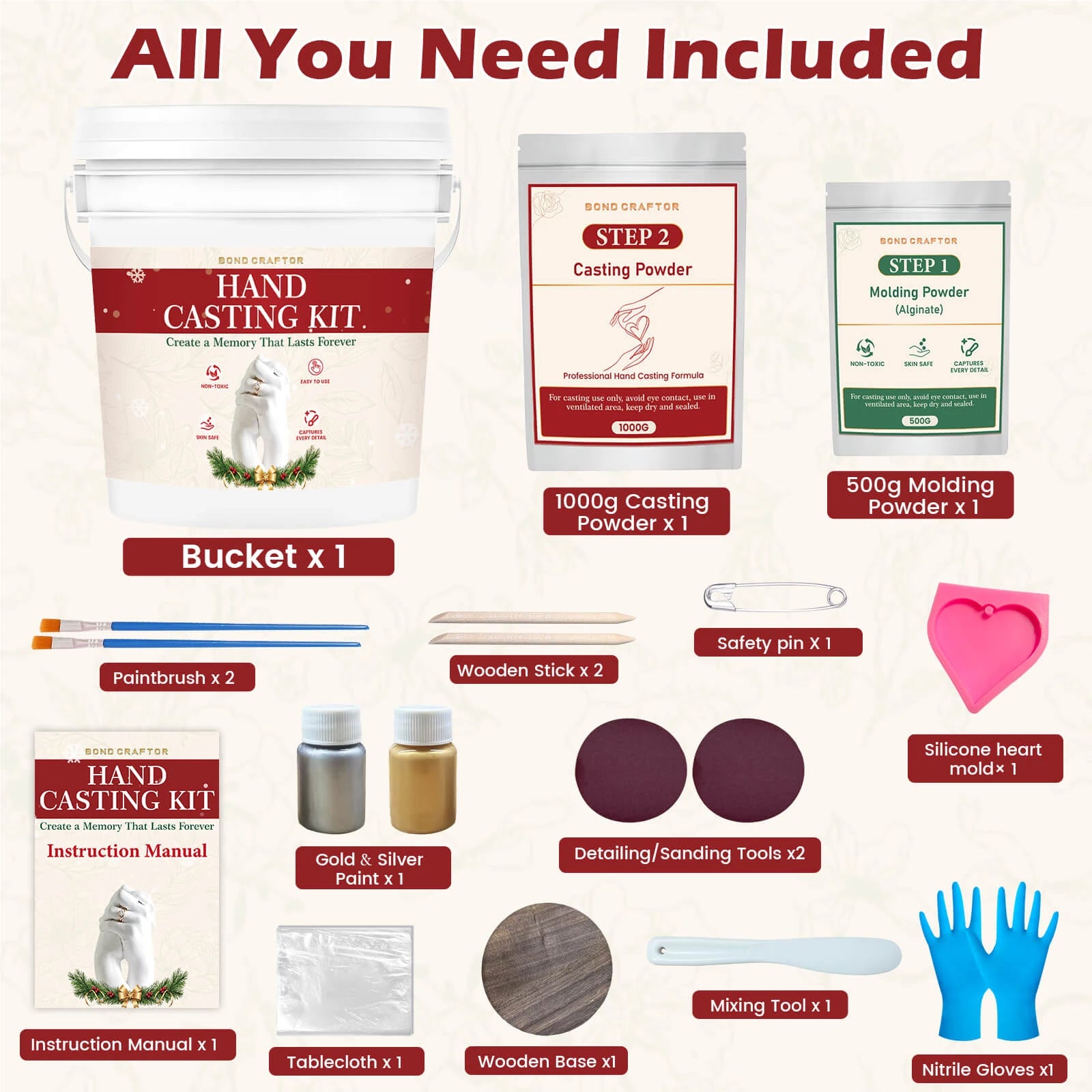 Hand Casting Kit DIY for Couples & Family | Create a 3D Hand Mold Keepsake