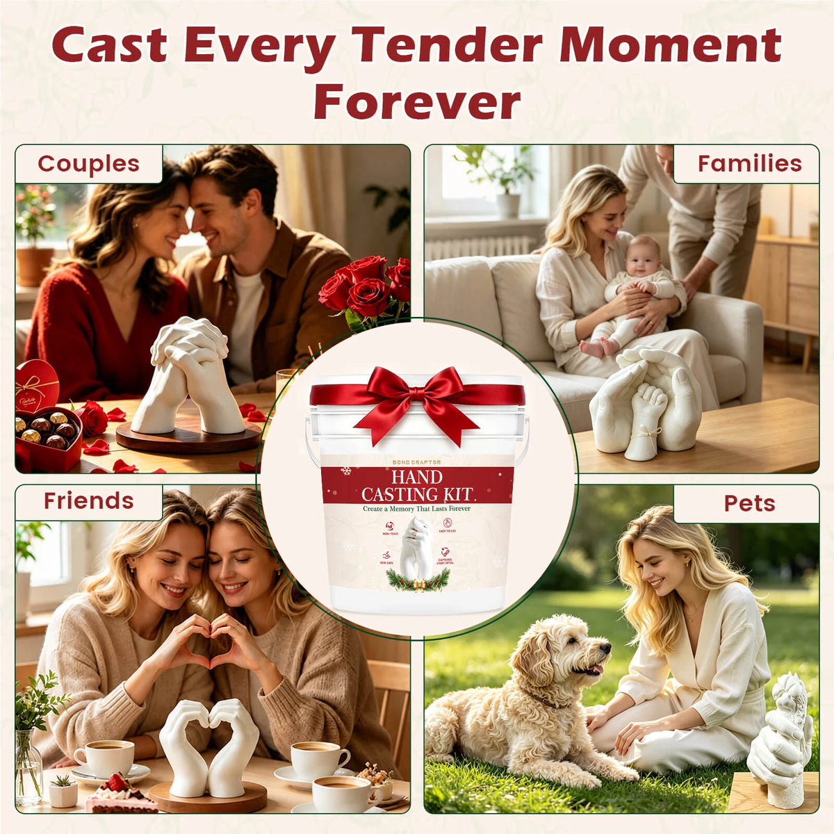 Hand Casting Kit DIY for Couples & Family | Create a 3D Hand Mold Keepsake