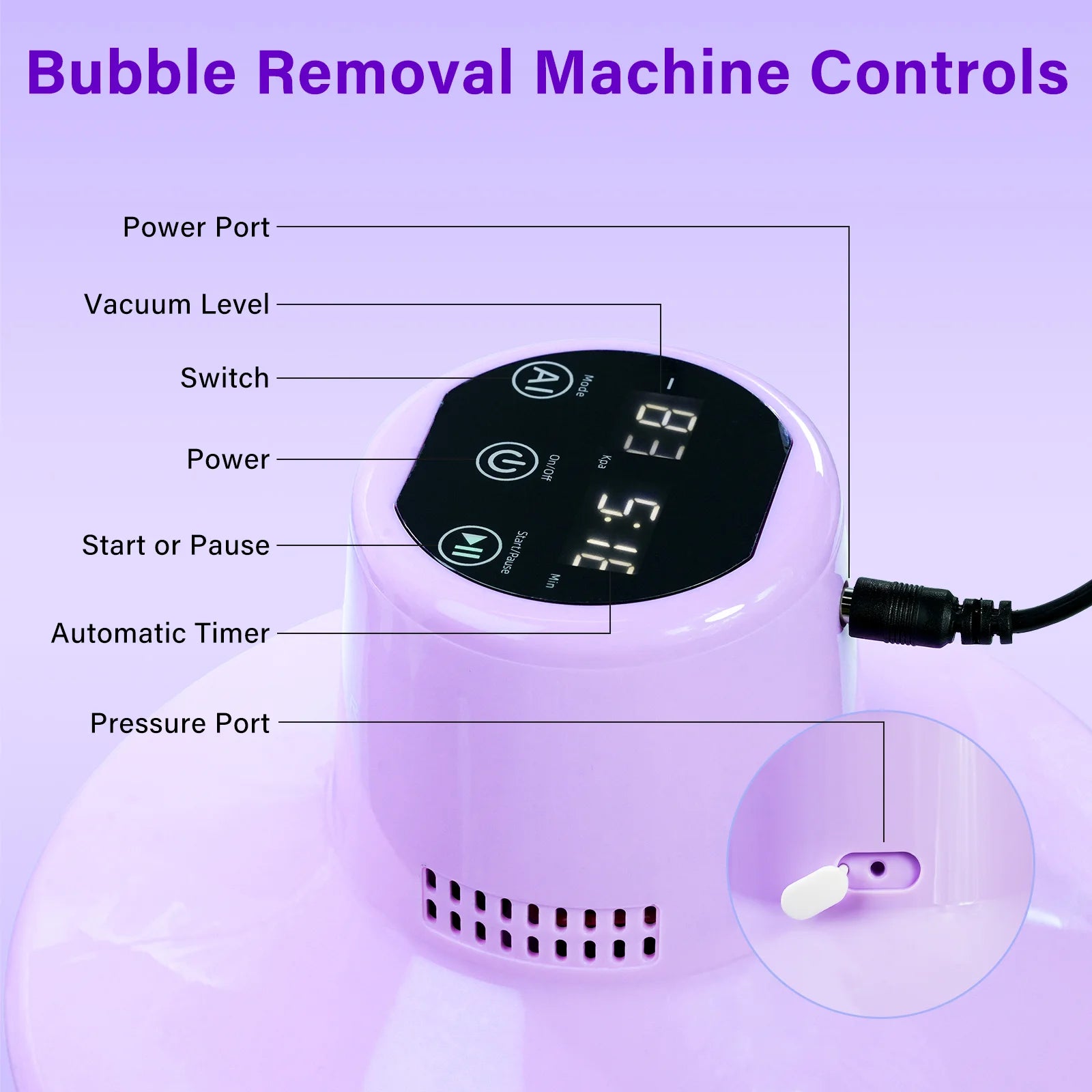 3.4L Resin Bubble Remover - 98 KPa Vacuum Pressure Vacuum Machine