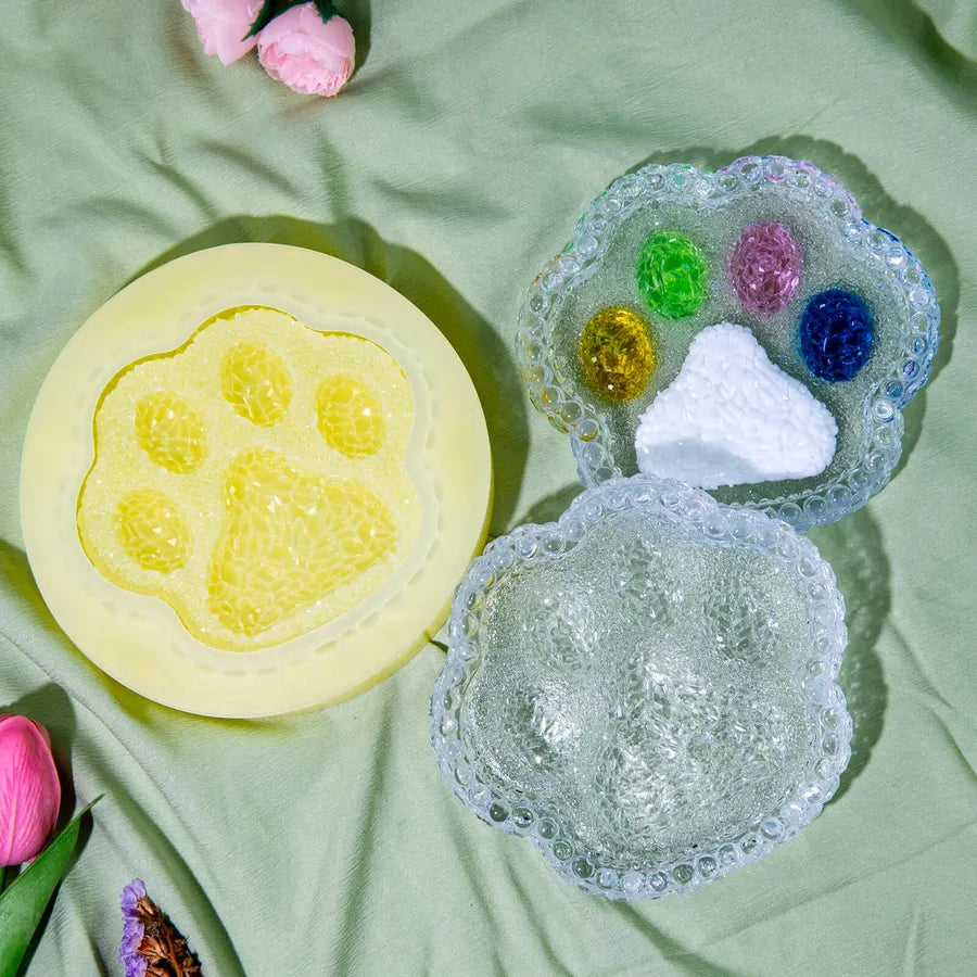 5.9" Cat Paw Silicone Resin Mold - Large Crystal Texture Epoxy Mold