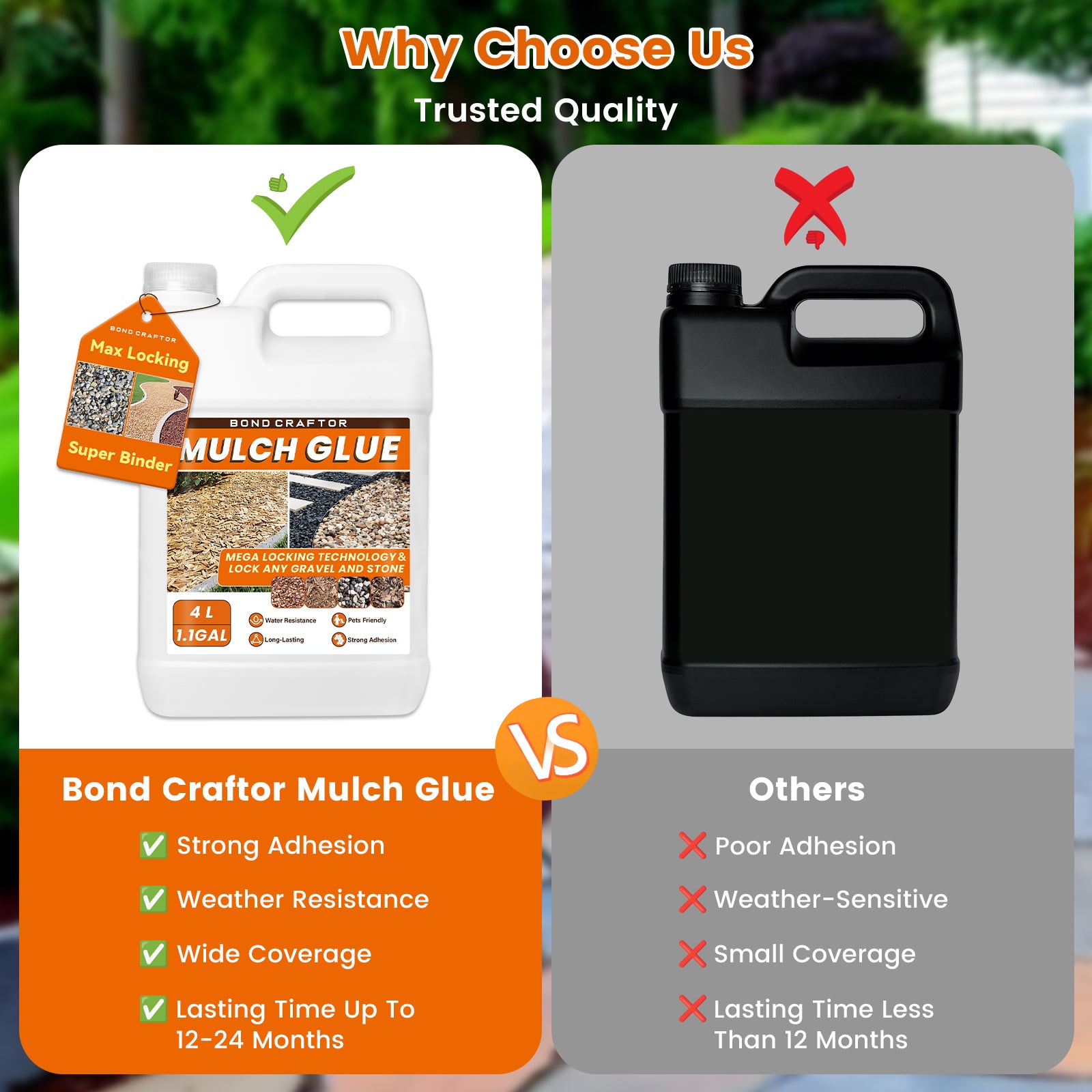 1.1 Gallon Mulch Glue for Landscaping, Gravel & Yard Rock Stabilizer