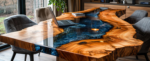 Dining table made of deep-cast epoxy resin by craftor