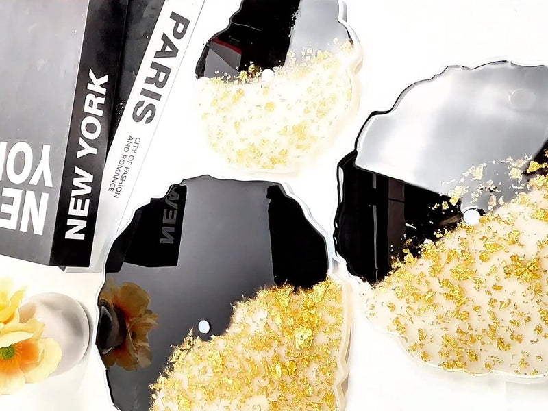 Real-Life Test: Black Epoxy Resin with Gold Foil, Pearl Powder & Glow Effects