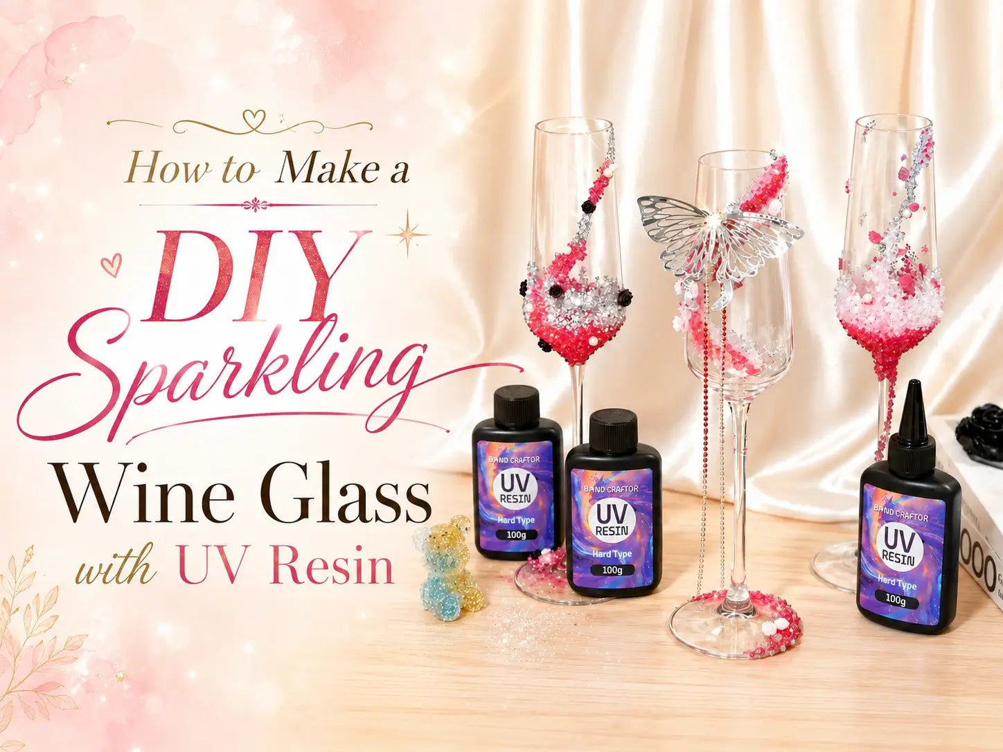 How to Make a DIY Sparkling Wine Glass with UV Resin