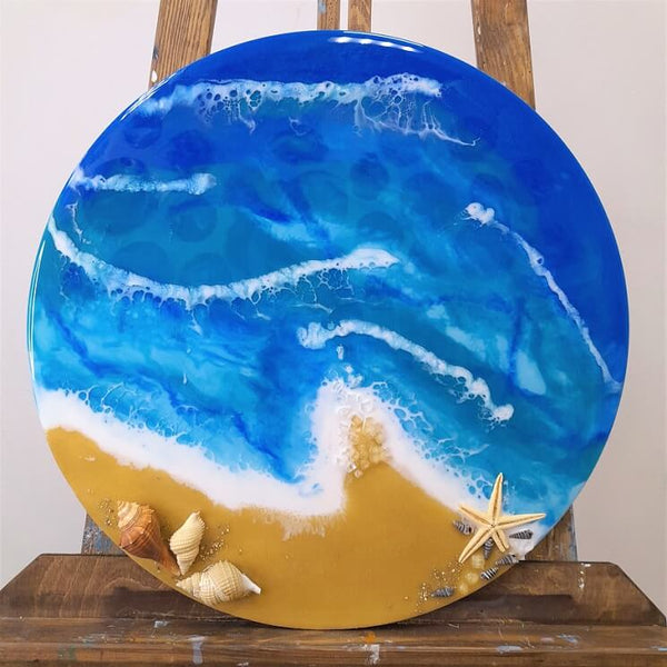 Small river table made with Bond Craftor Epoxy Resin and live edge wood.