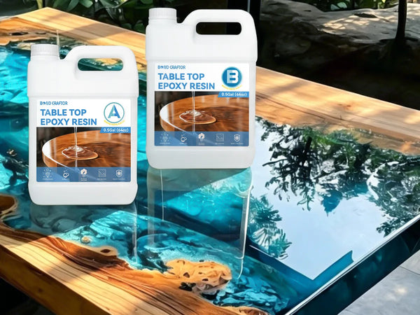 Kitchen countertop finished with Bond Craftor Table Top Epoxy for a glossy, durable surface.