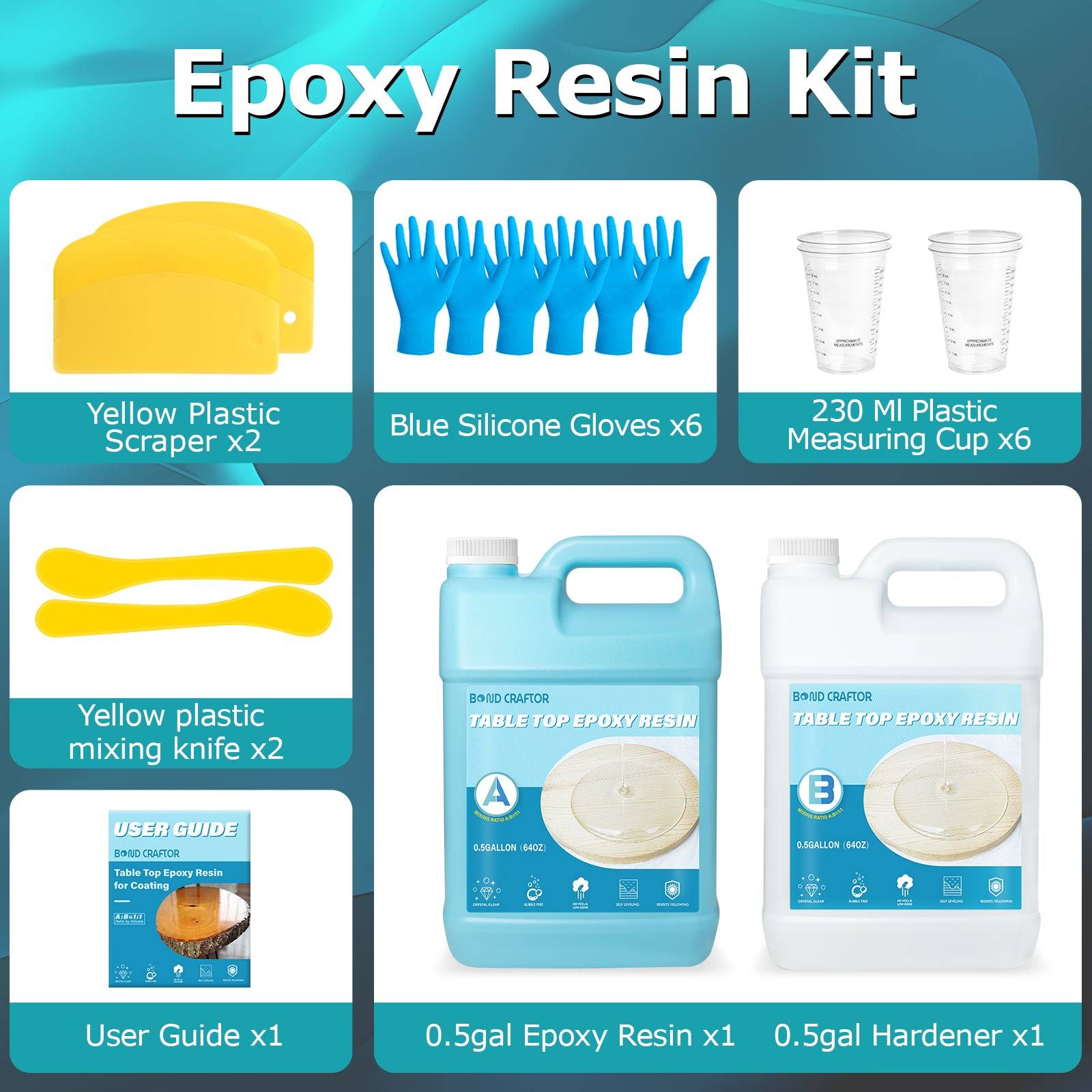 1 Gallon Epoxy Resin Kit for Table Tops, Woodworking & DIY Crafts – Bond Craftor