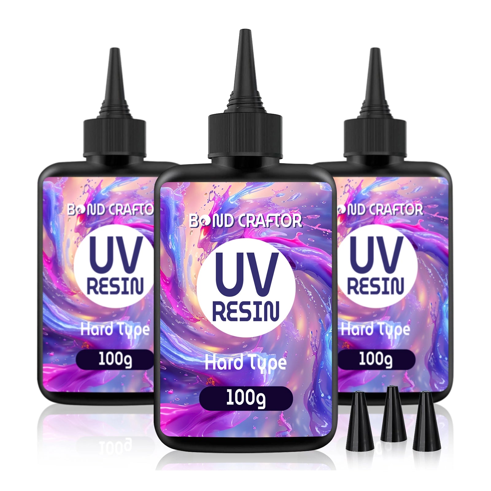 Bond Craftor UV Resin Kit displayed with tools and clear resin, perfect for creating custom art pieces like jewelry, coasters, and small decorations with easy-to-follow steps for a flawless finish