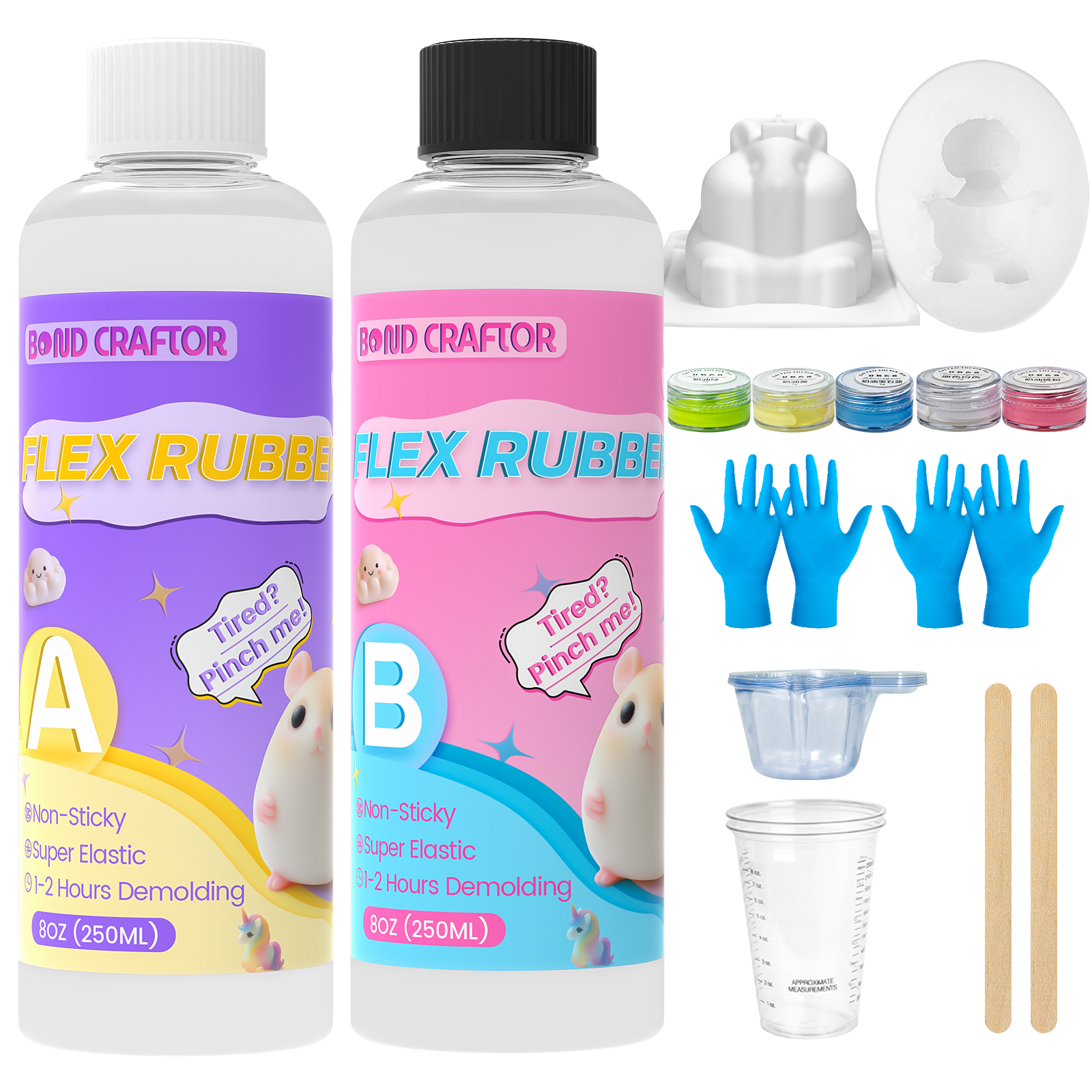 16oz Taba Squishy Kit – Soft 1:1 Silicone for DIY Toys, Cat Paw & Hamster Molds