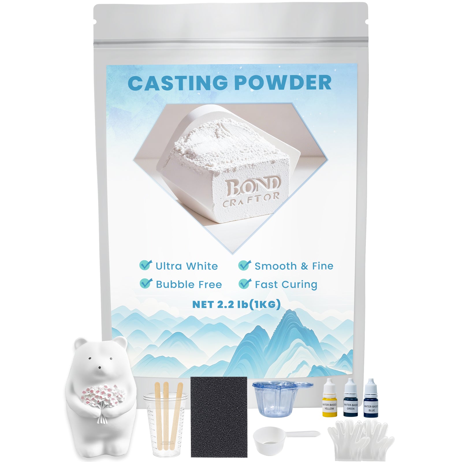 Casting Powder – Fast-Curing Ultra-White Plaster Kit (1 kg)
