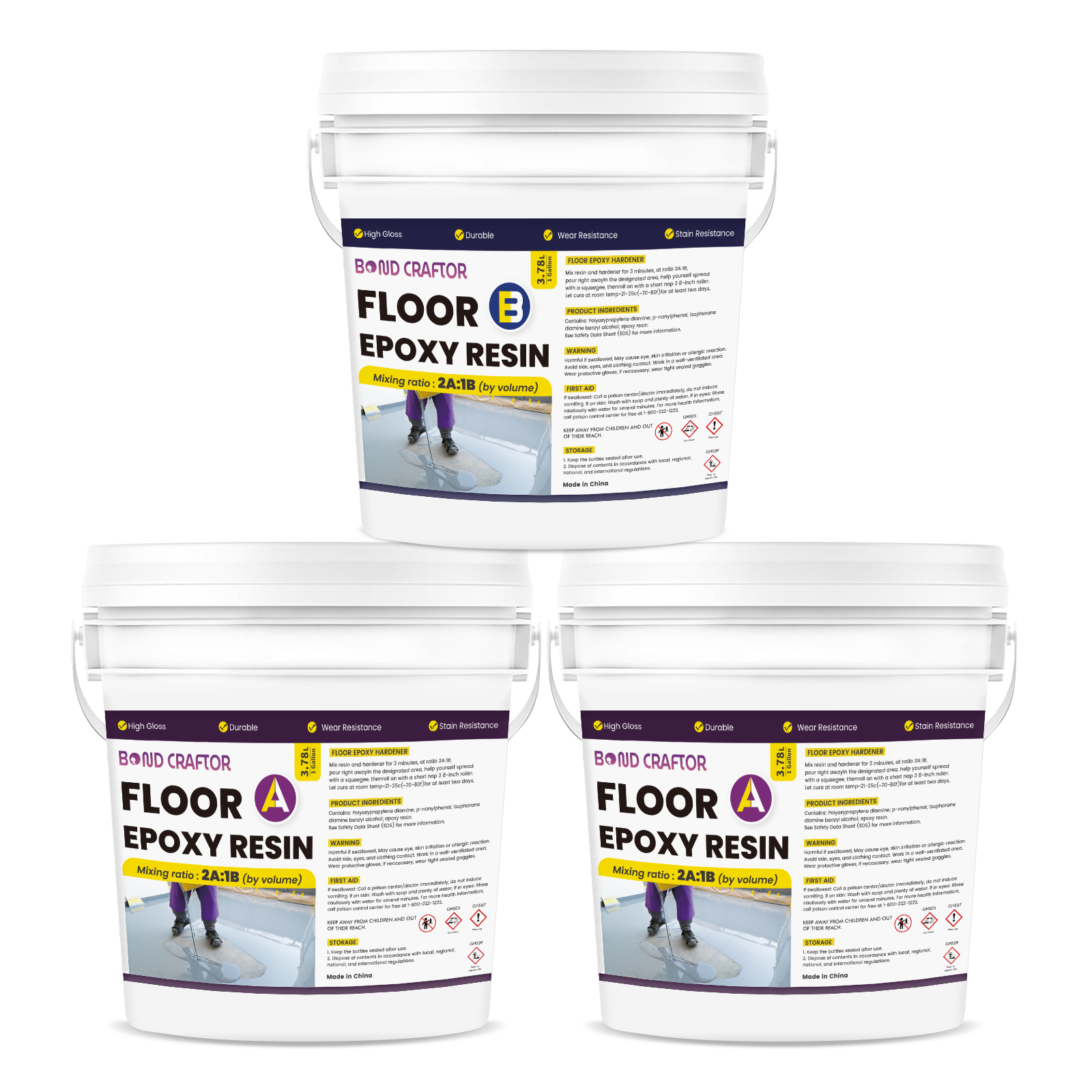 Gray Epoxy Floor Coating for Garage, Basement, Warehouse, Retail – 3 Gallons