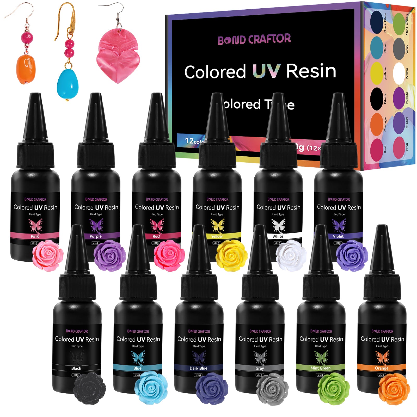 Opaque UV Resin Kit – 12 Colors, 30g Each