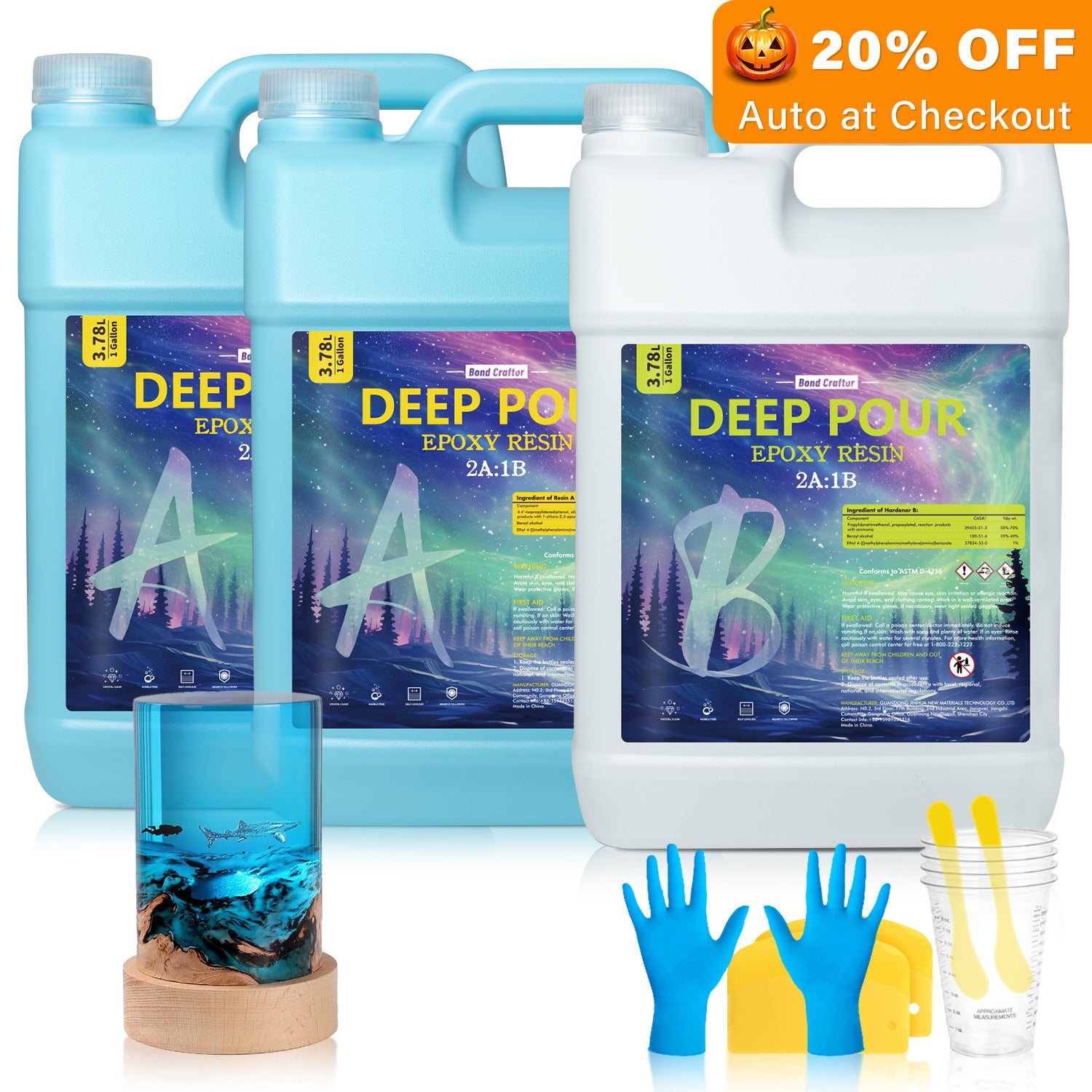 2-4 Inch Deep Pour Epoxy Resin - 3 Gallon Kit
