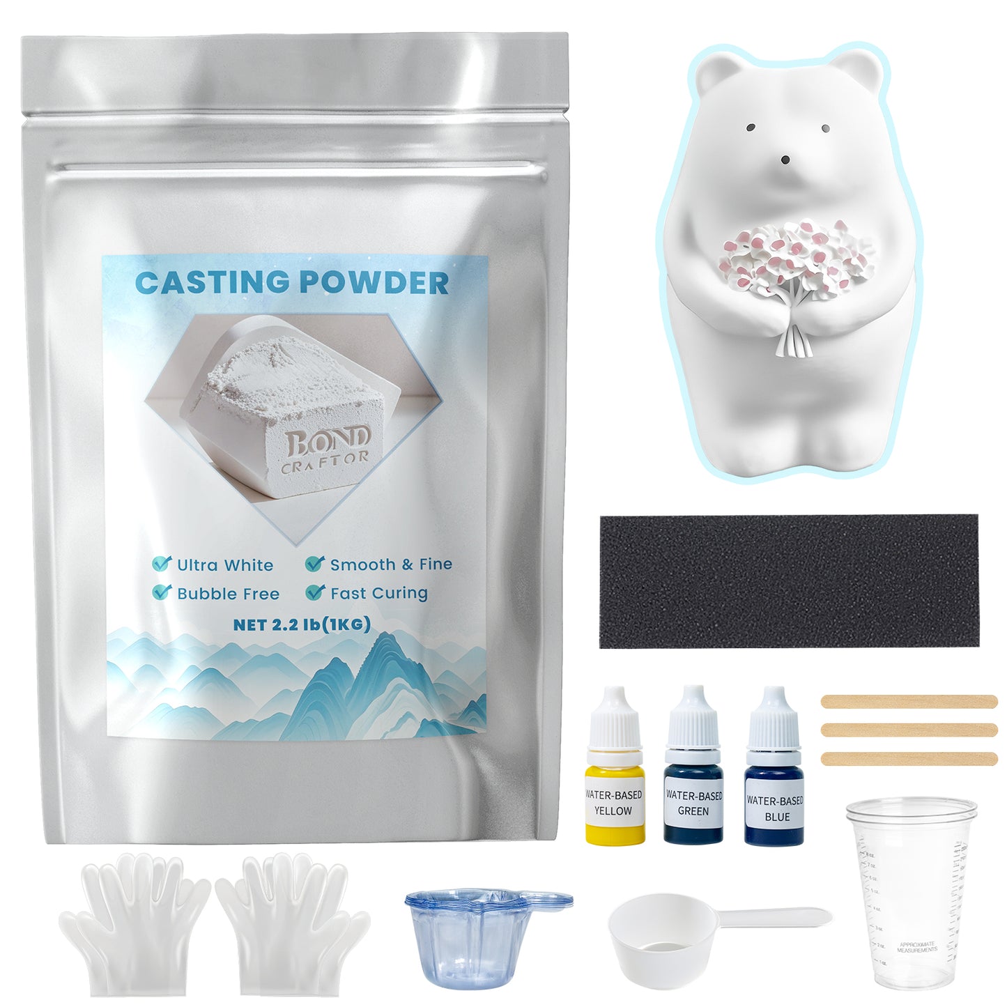 1kg Casting Powder – Fast-Cure Plaster for DIY Resincrete & Home Art | Bond Craftor