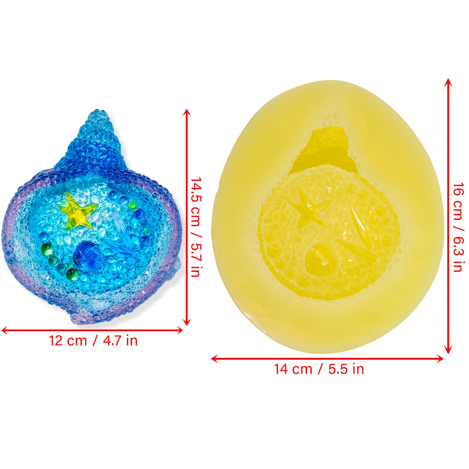 Diamond Faceted Silicone Molds for Epoxy Resin – Snowman, Conch Tray & Cat Paw