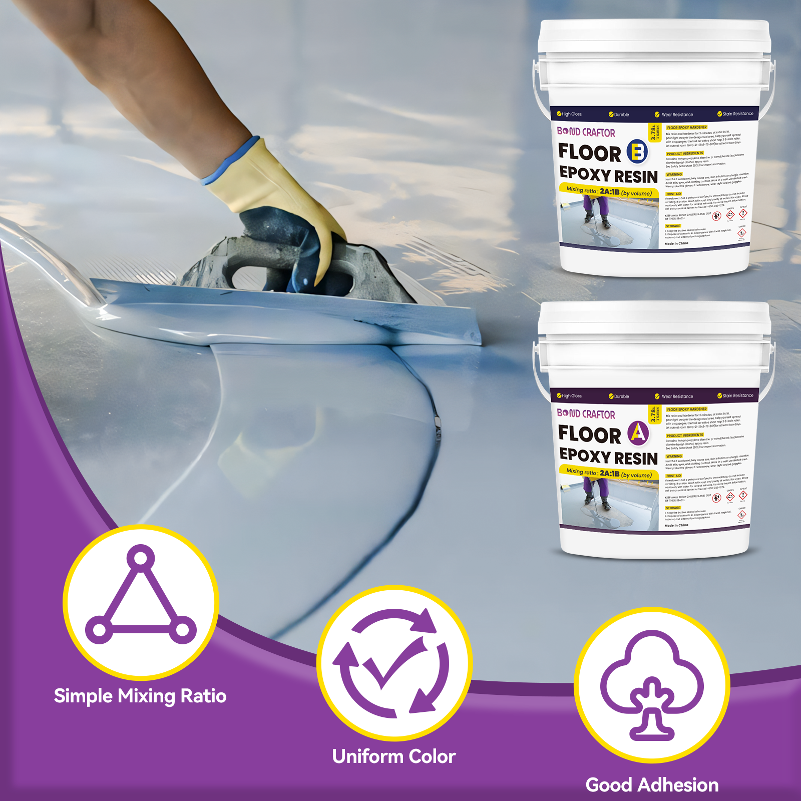 Gray Epoxy Floor Coating for Garage, Basement, Warehouse, Retail – 3 Gallons