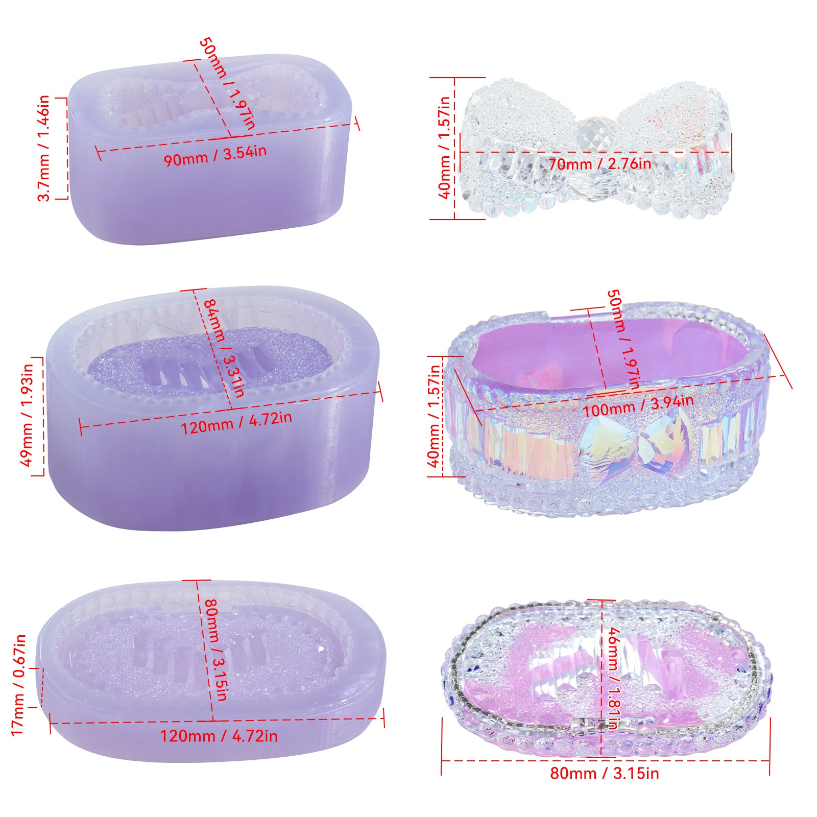 Diamond Faceted Silicone Molds for Epoxy Resin – Bowknot Jar