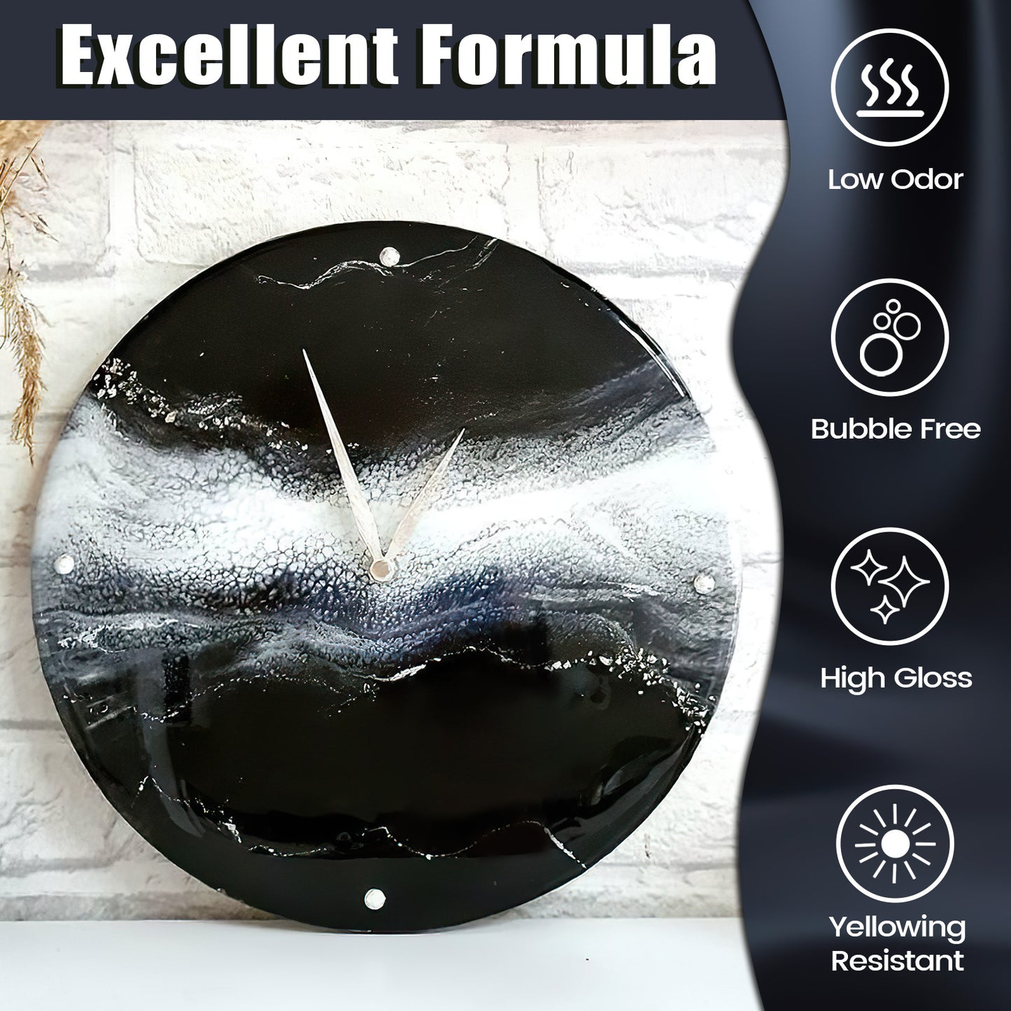 Black Epoxy Resin 16 Oz (8 Oz  + 8 Oz) High-Gloss Pure Black Resin, No Epoxy Dye, Pigment, or Mica Powder Needed, for DIY Bubble, Tabletops, Art, Jewelry Making