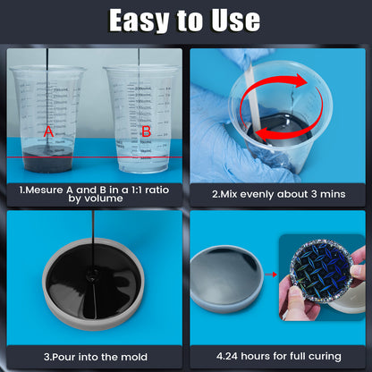 Black Epoxy Resin 16 Oz (8 Oz  + 8 Oz) High-Gloss Pure Black Resin, No Epoxy Dye, Pigment, or Mica Powder Needed, for DIY Bubble, Tabletops, Art, Jewelry Making