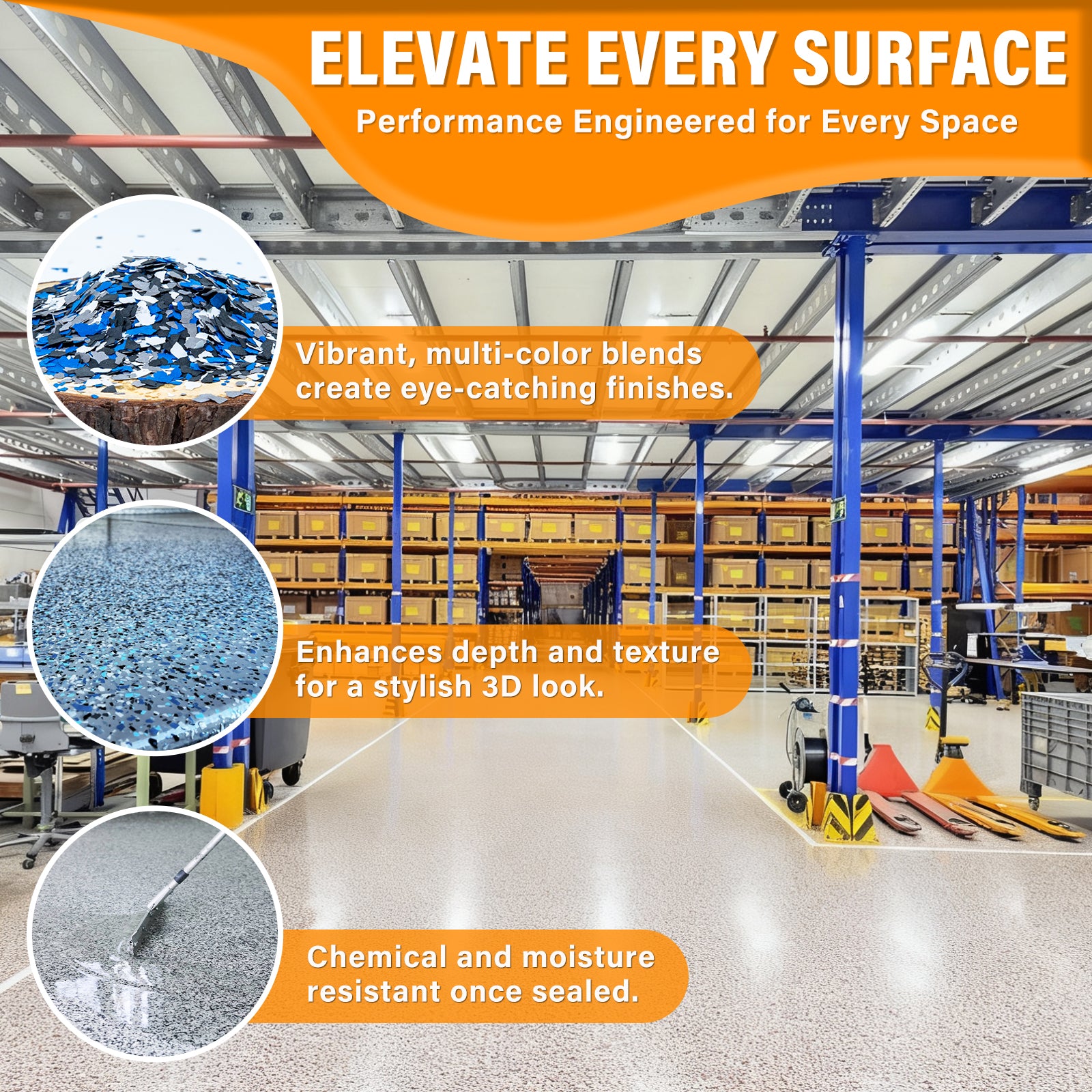 Flakes for Epoxy Resin Floor Coatings 1/4'' , 40 lbs | For Garage & Basement Floors