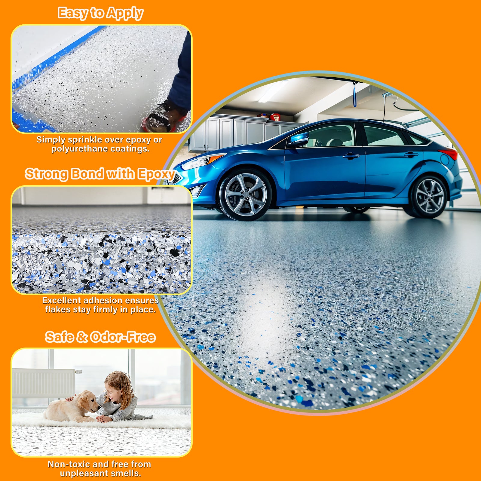 Flakes for Epoxy Resin Floor Coatings 1/4'' , 40 lbs | For Garage & Basement Floors