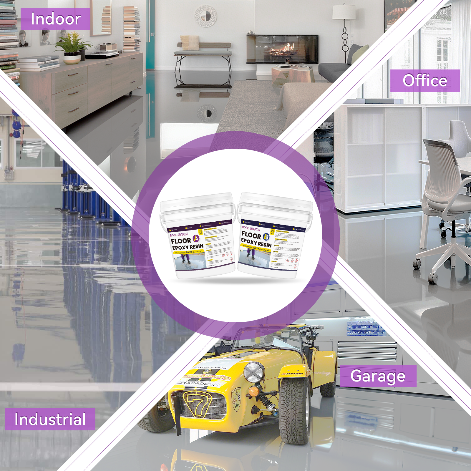 Gray Epoxy Floor Coating for Garage, Basement, Warehouse, Retail – 3 Gallons