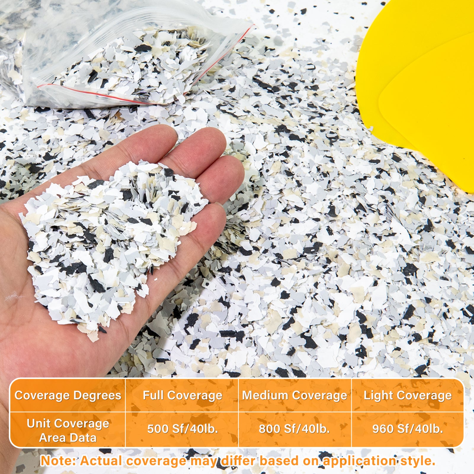 Flakes for Epoxy Resin Floor Coatings 1/4'' , 40 lbs | For Garage & Basement Floors