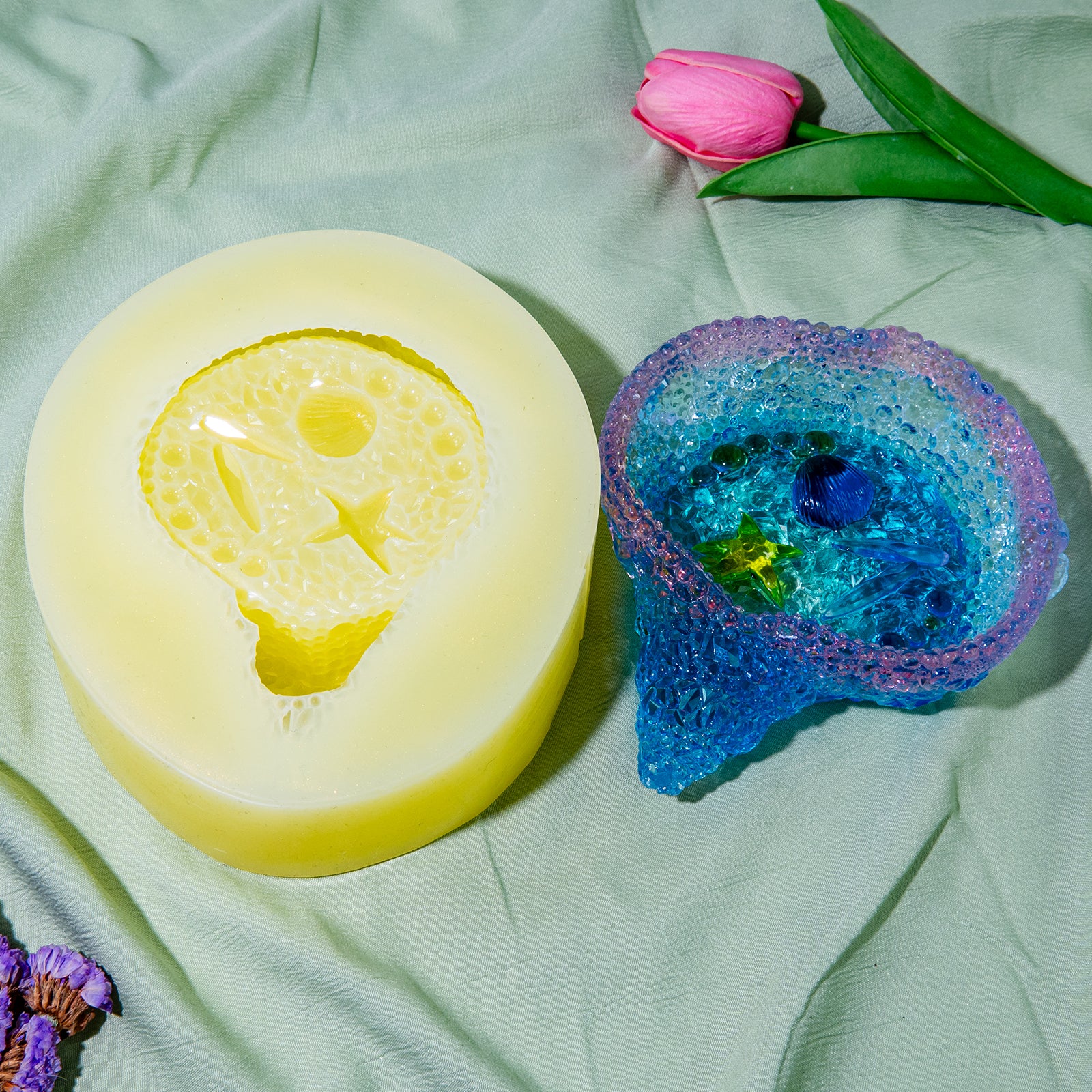 Diamond Faceted Silicone Molds for Epoxy Resin – Snowman, Conch Tray & Cat Paw