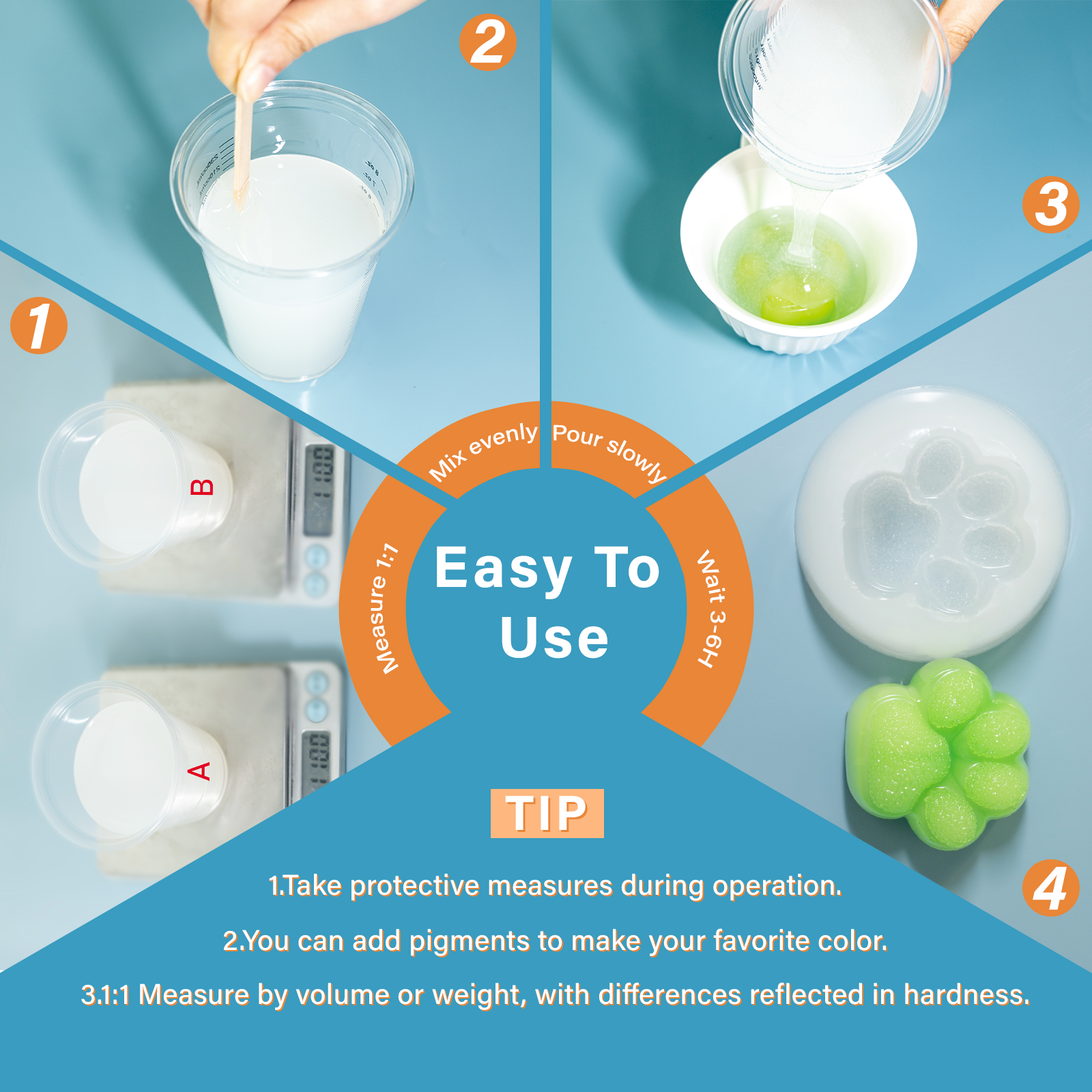 16oz Platinum Silicone Rubber - Fast-Curing 15A Mold Making and Casting Material for DiY Projects & Resin Crafts