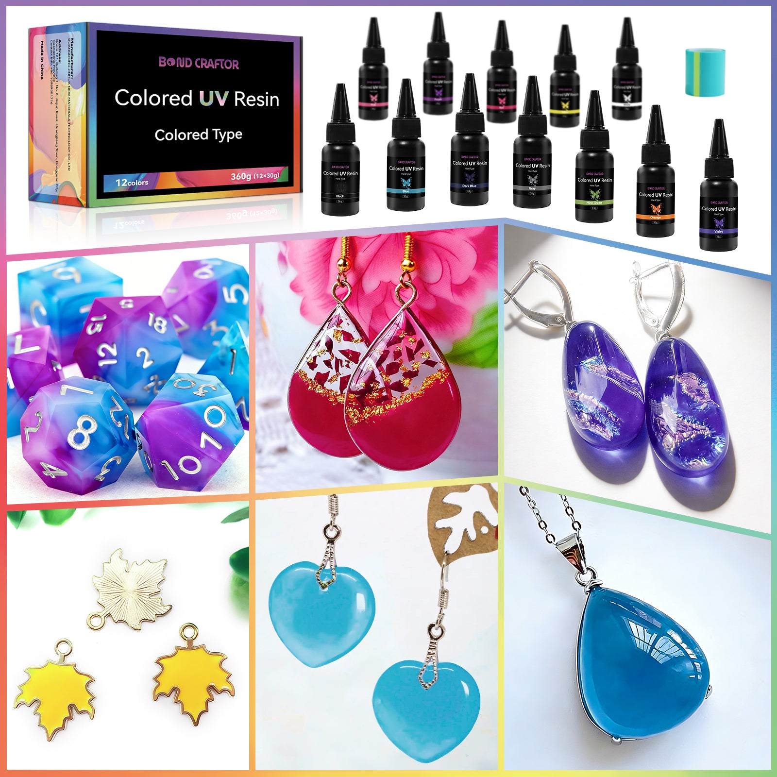 Opaque UV Resin Kit – 12 Colors, 30g Each