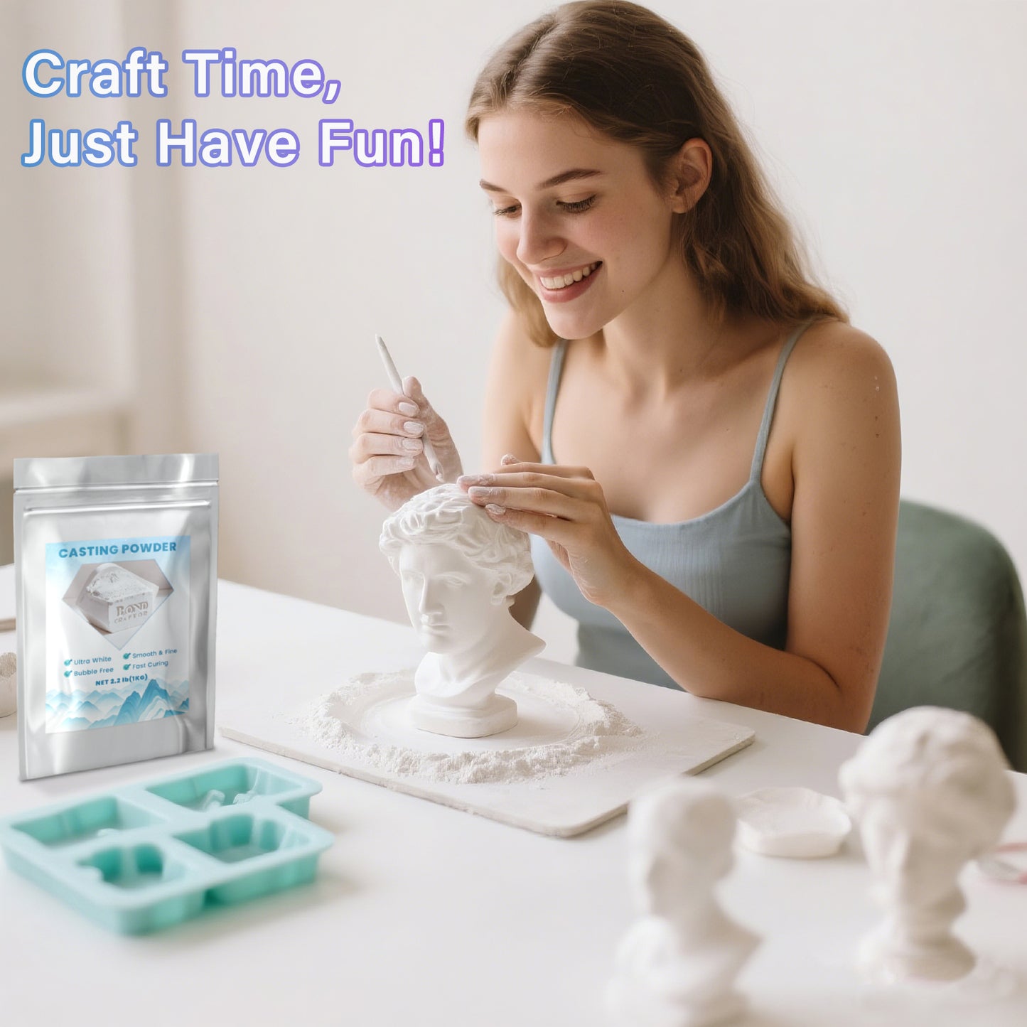 1kg Casting Powder – Fast-Cure Plaster for DIY Resincrete & Home Art | Bond Craftor