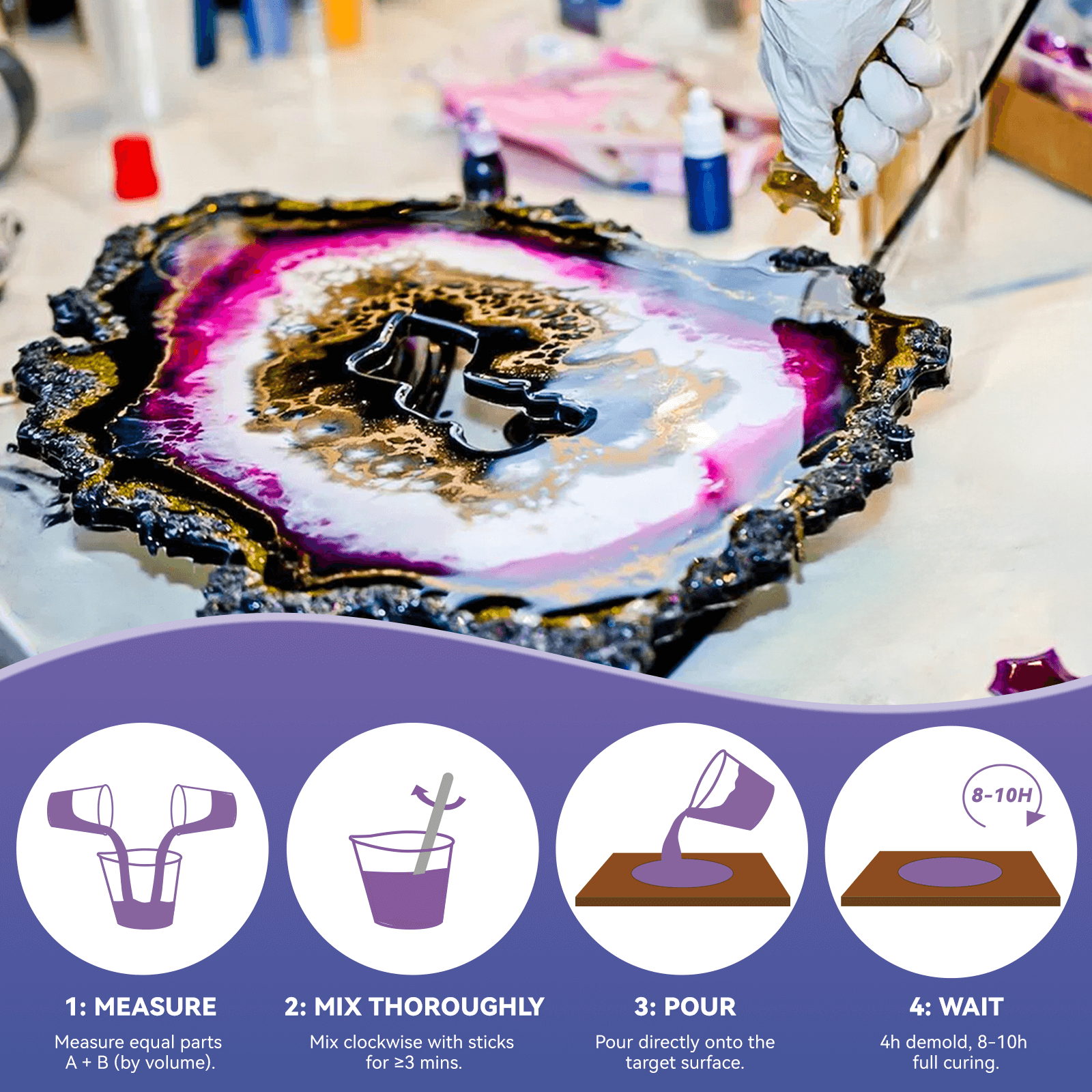 Limino Epoxy Resin with Hardener - Fast Curing Epoxy Resin Kit for Casting and Coating, DIY Crafts Limino Epoxy Resin with Hardener - Fast Curing Epoxy Resin Kit for Casting and Coating, DIY Crafts
