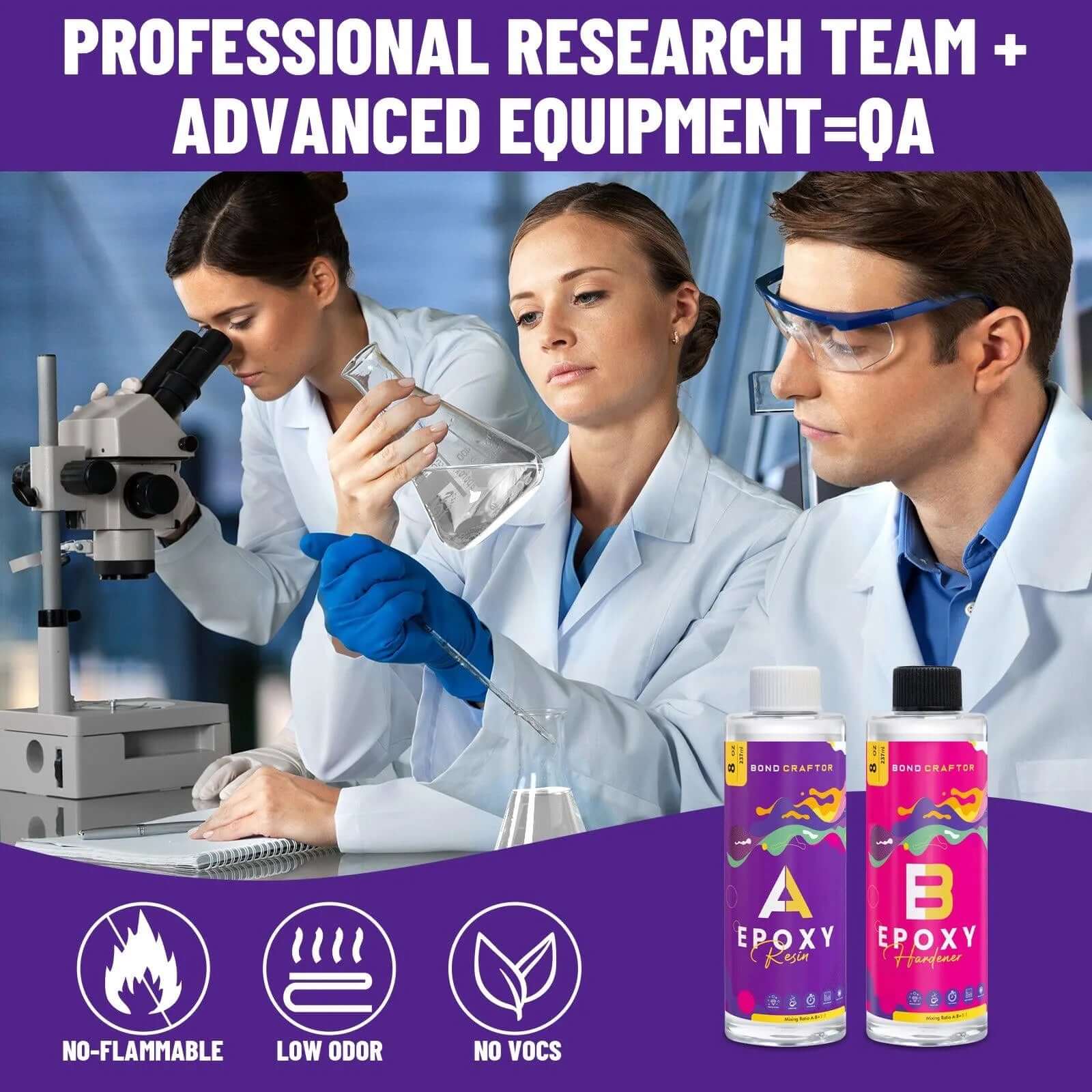 Bond Craftor Epoxy developed by expert research team, non-flammable, low odor, and VOC-free, ensuring safe crafting experience.