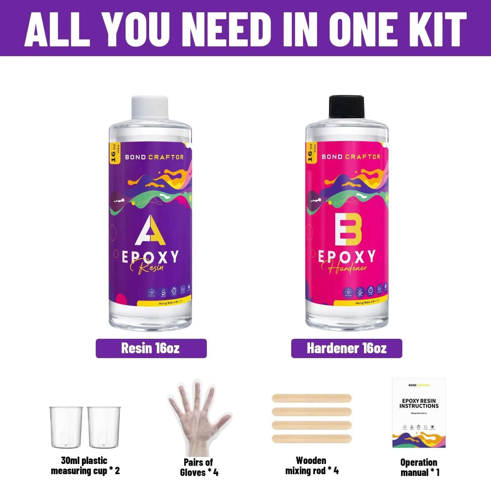 Bond Craftor Epoxy，Epoxy Resin For Crafting，Epoxy Crafts For Beginners（16oz） - Bond Craftor