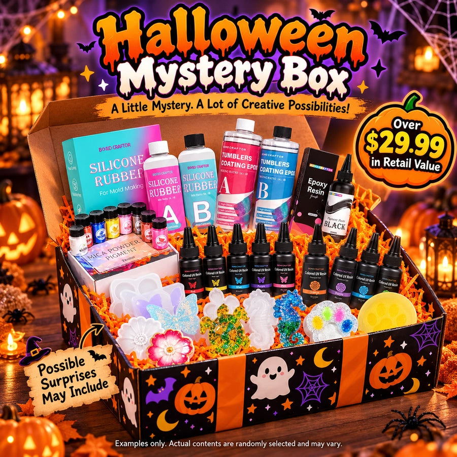 Halloween Mystery Box filled with UV resin and molds