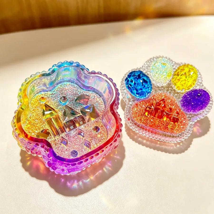 Cat Paw Diamond-Cut Trinket Jar Resin Mold