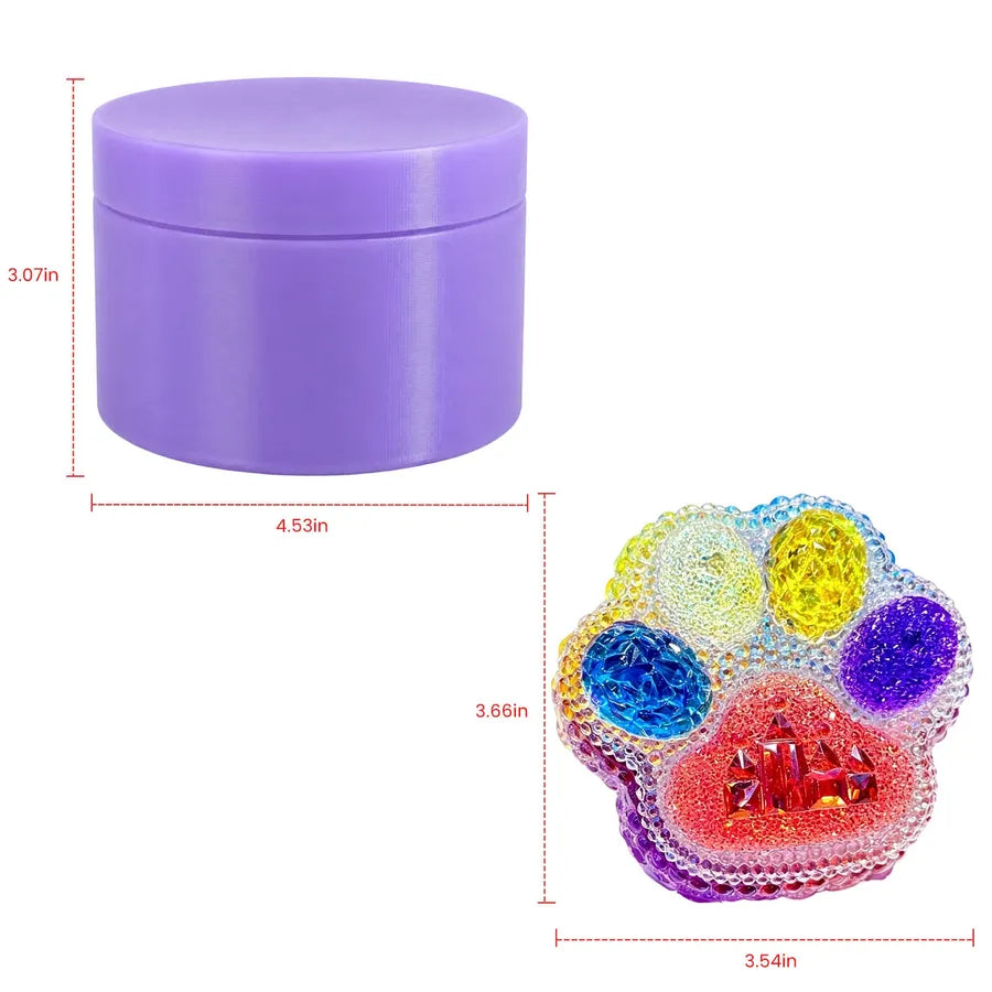 Cat Paw Diamond-Cut Trinket Jar Resin Mold