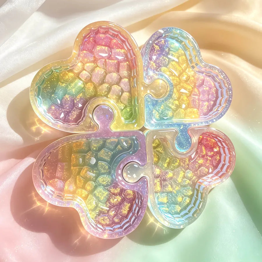 Heart Diamond-Cut Puzzle Resin Mold, Interlocking Love Mold