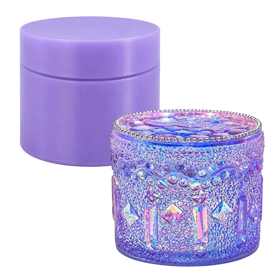 Round Diamond-Cut Storage Jar Resin Mold