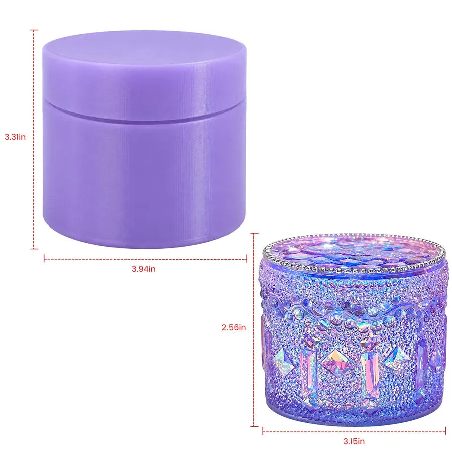 Round Diamond-Cut Storage Jar Resin Mold