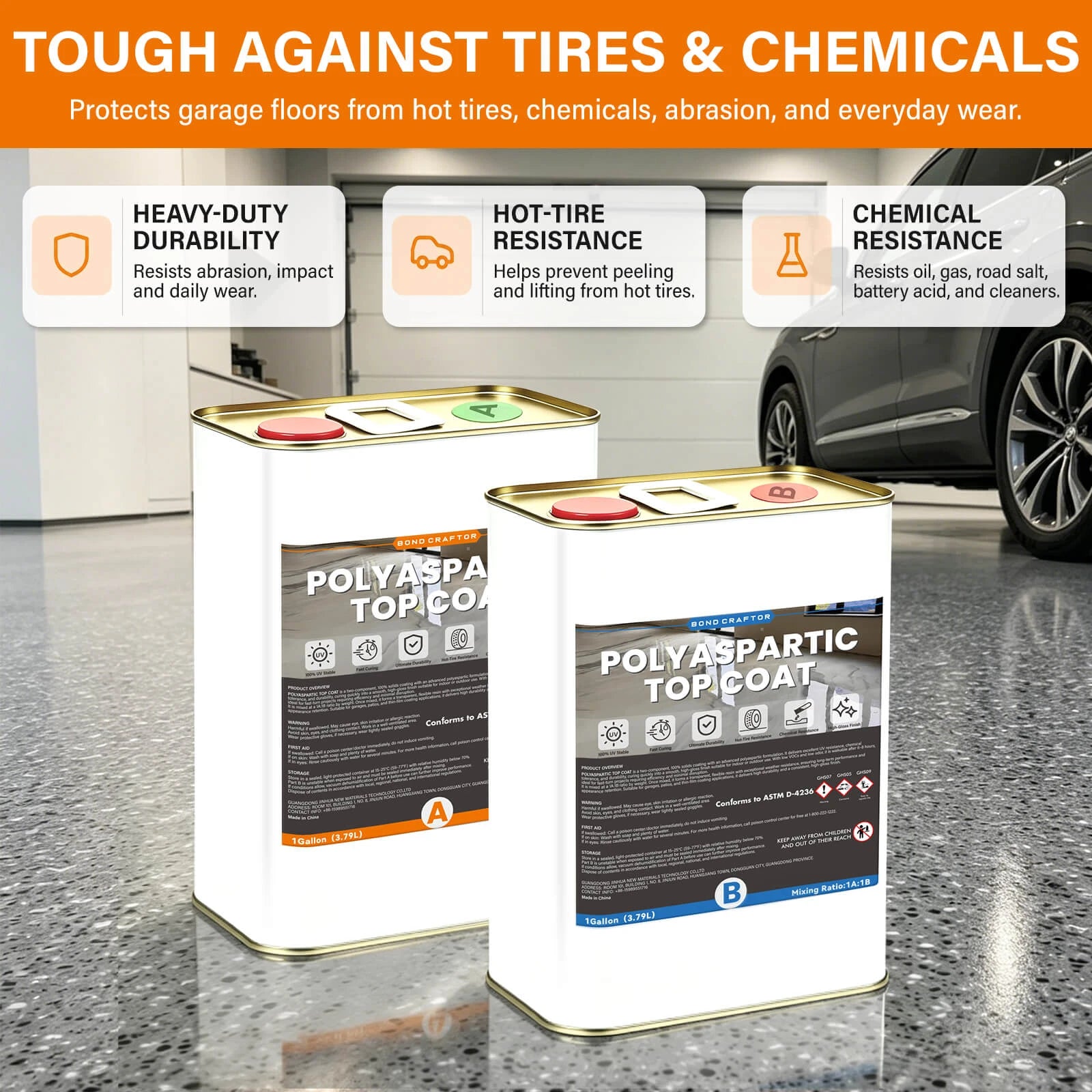 Clear Polyaspartic Floor Topcoat with UV Resistance – 2-Gallon Kit
