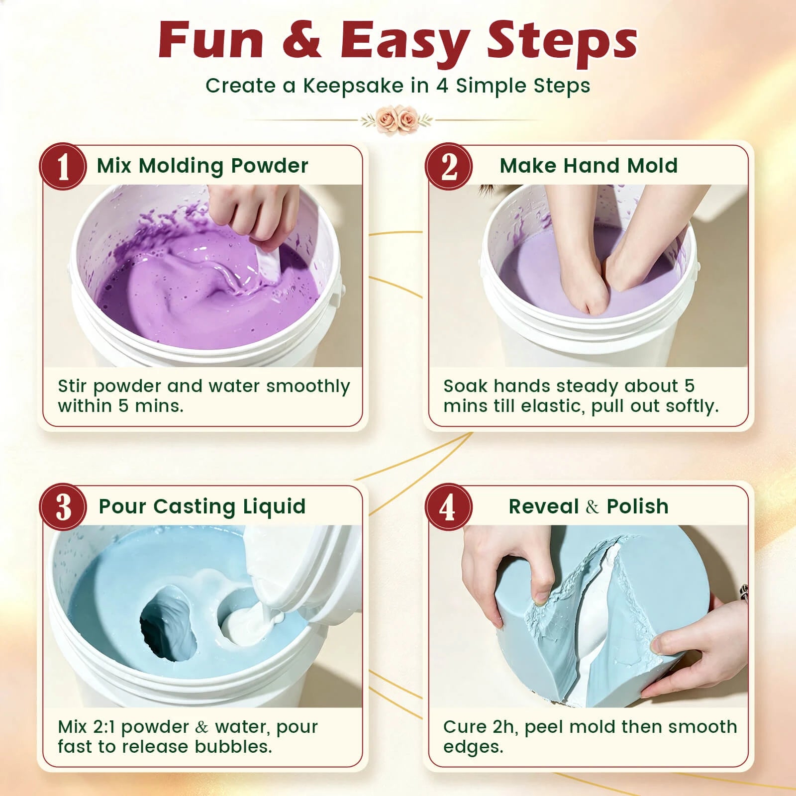 Hand Casting Kit DIY for Couples & Family | Create a 3D Hand Mold Keepsake
