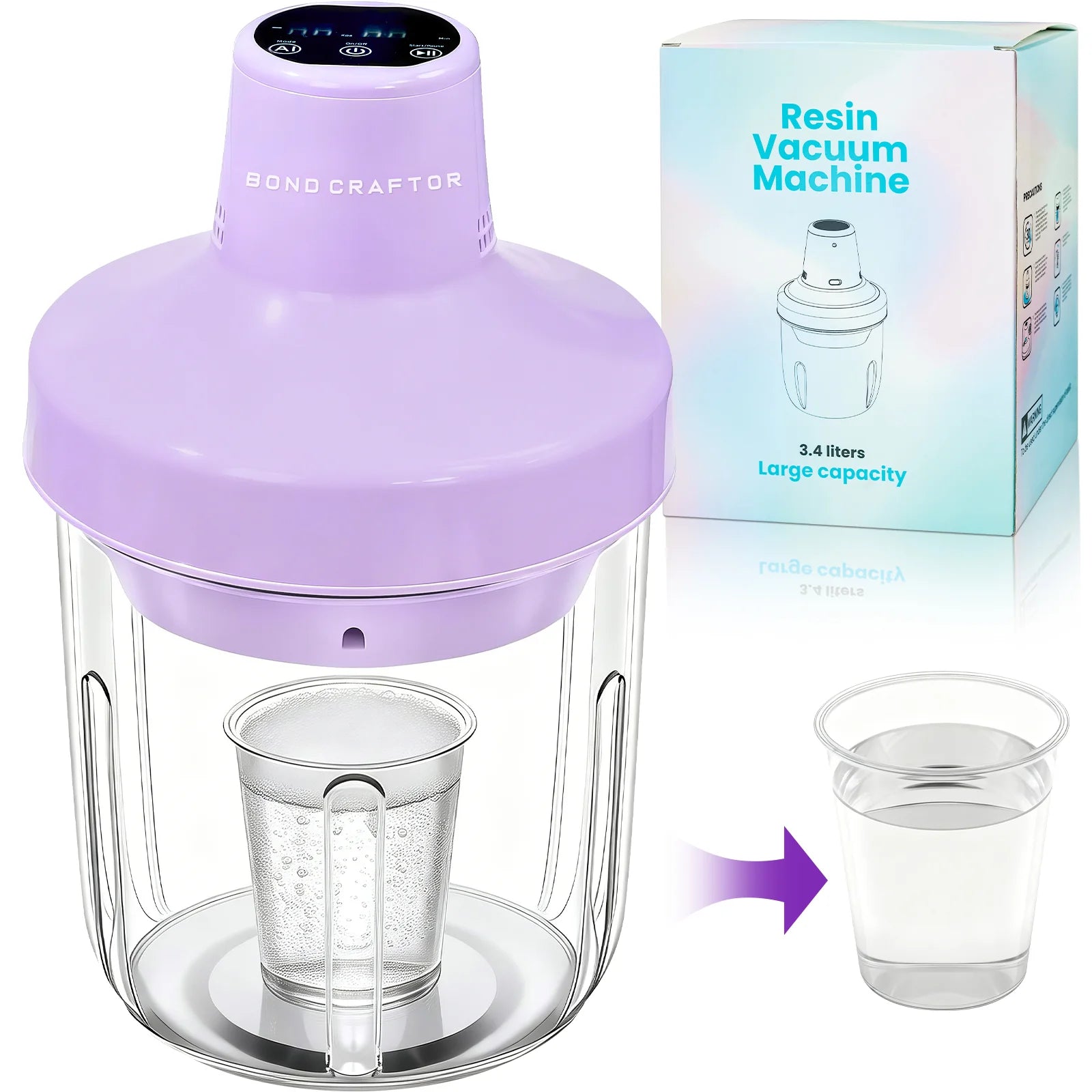 3.4L Resin Bubble Remover - 98 KPa Vacuum Pressure Vacuum Machine
