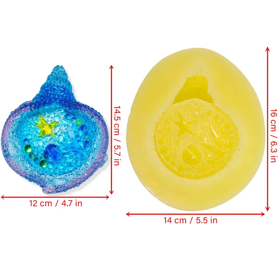 Conch Tray Silicone Resin Mold | Ocean Theme Conch & Starfish Epoxy Mold