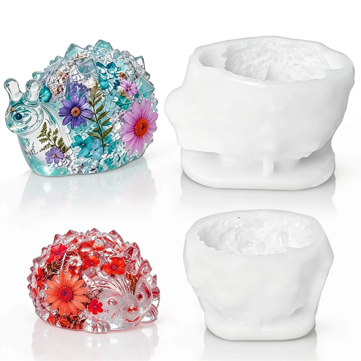 snail-hedgehog-epoxy-resin-crafts-with-diamond-texture